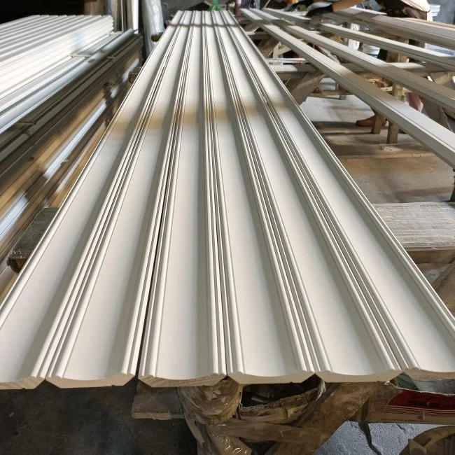Big-league White Gesso Coated Wooden Crown Mouldings For Ceiling